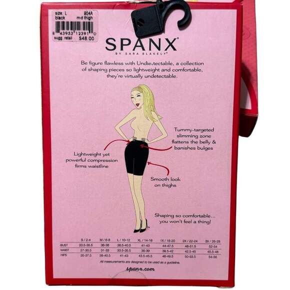 SPANX Mid-Thigh Shorts Tummy Compression Shaping Shapewear NWT Black 904A Large - Picture 3 of 3
